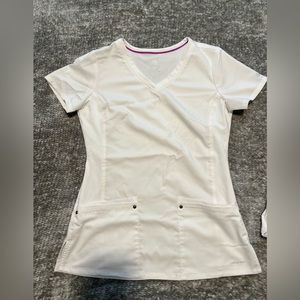white scrub top